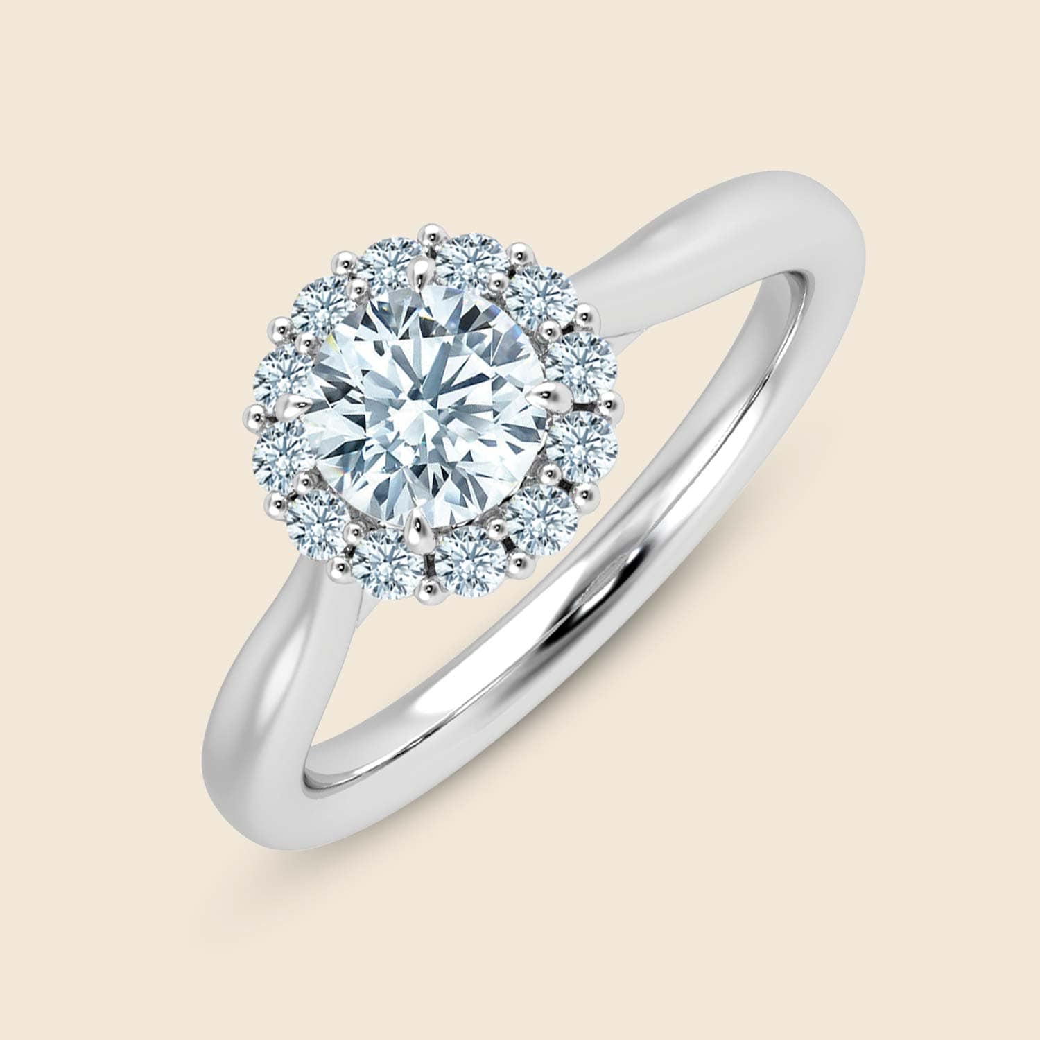 Hyazinthen Halo-Ring mit Rundschliff Weißgold