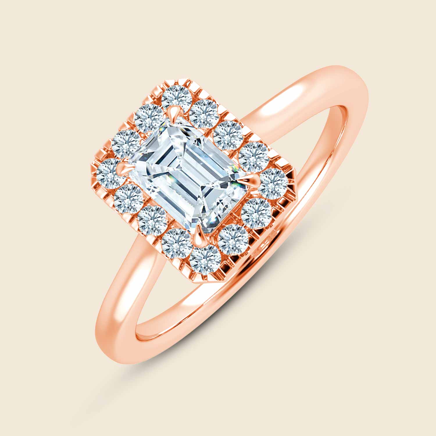 Hyacinth Emerald Halo Ring