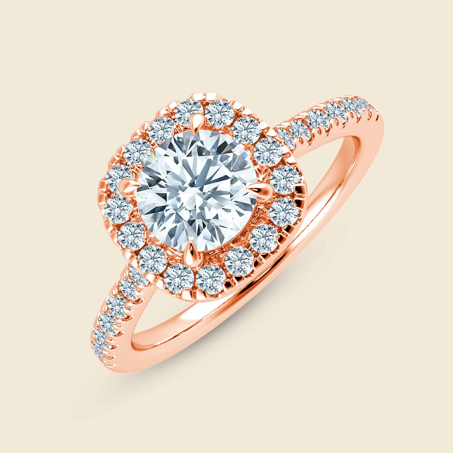 Hyacinth Cushion Halo Micro Ring