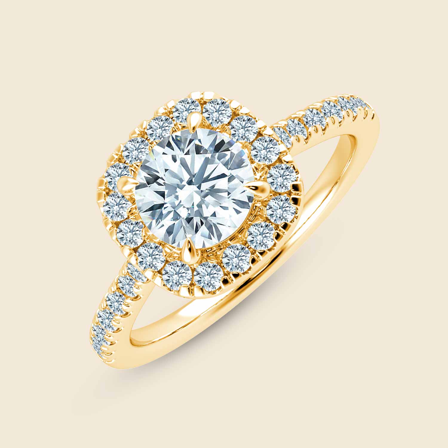 Hyacinth Cushion Halo Micro Ring