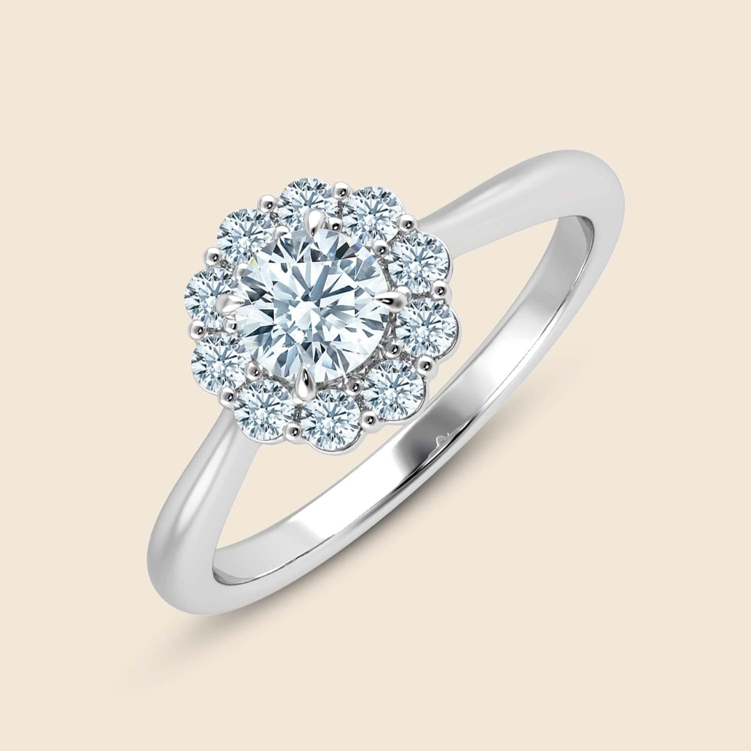 Racene Pinched Halo Ring