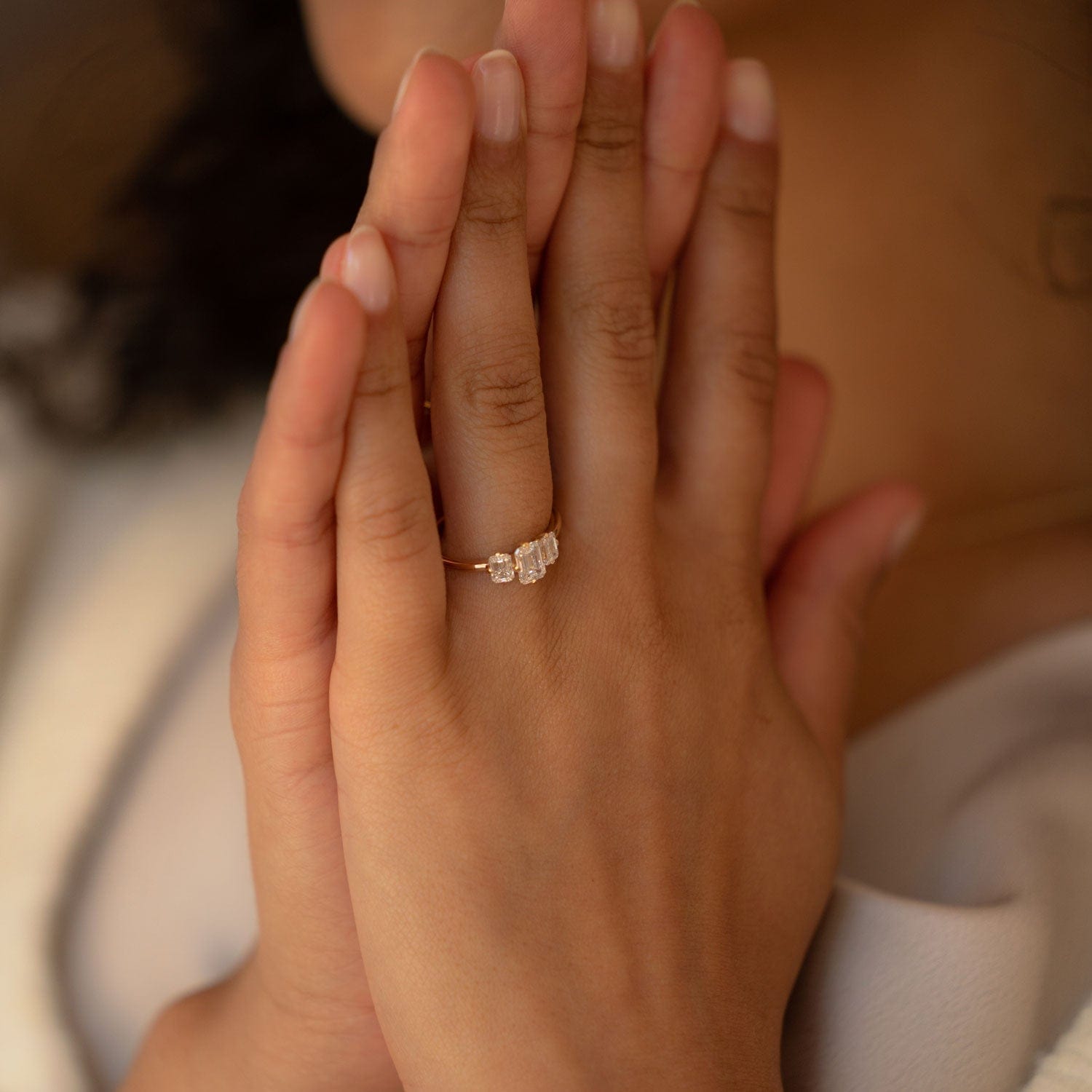 Lily Emerald Tri Ring