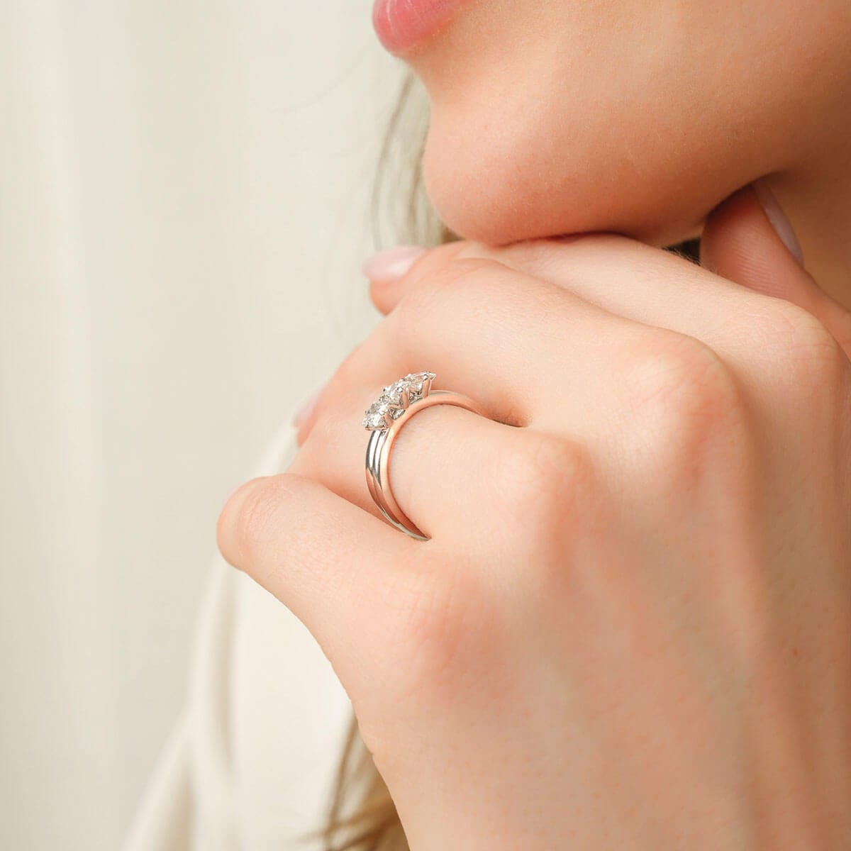 Trio Verlobungsring mit Diamanten
