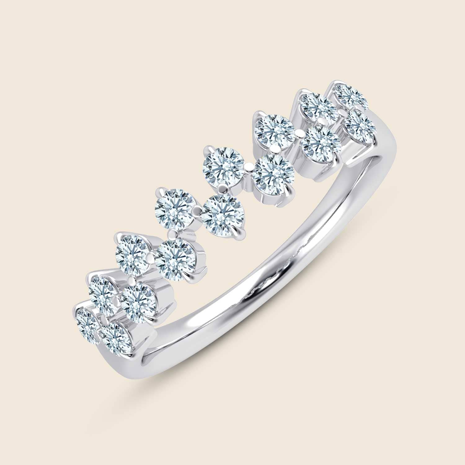 Dezenter Ring in Weißgold mit Lab-Diamanten im Zip Muster