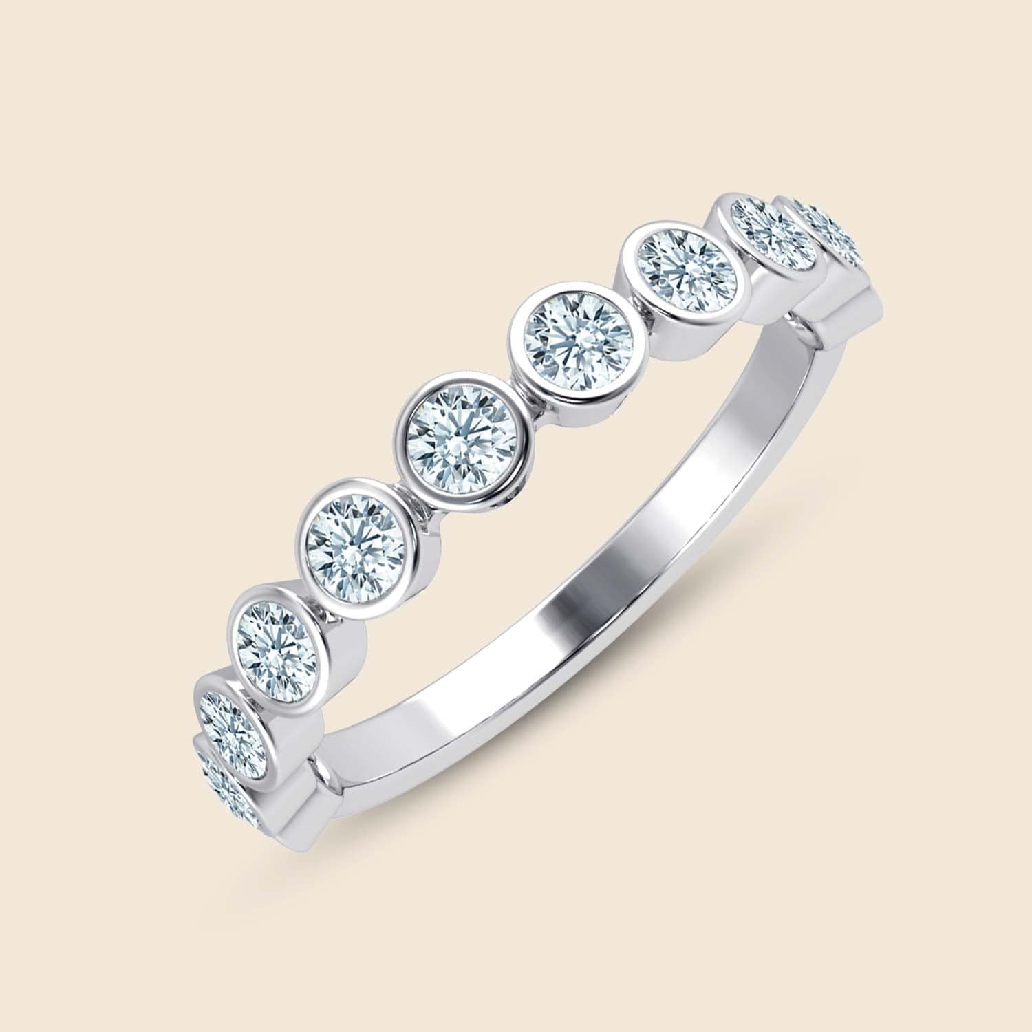 Schlichter Ring in Weißgold mit Lab-Diamanten