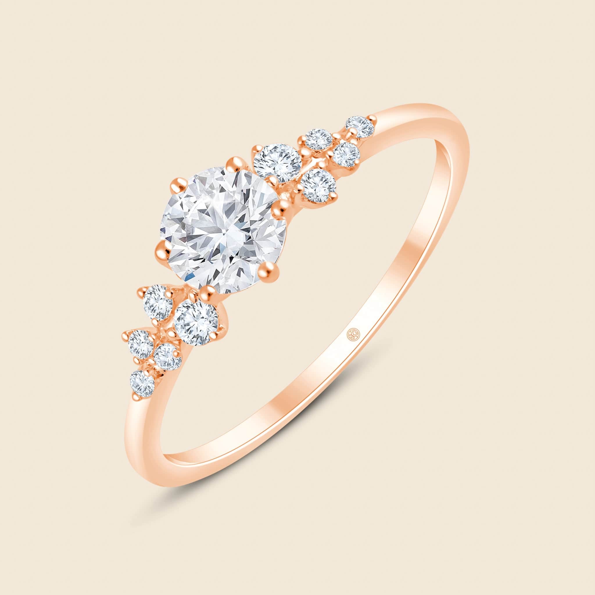 Wüstenstaubkörnern inspirierter Diamantring in 14k Rosegold