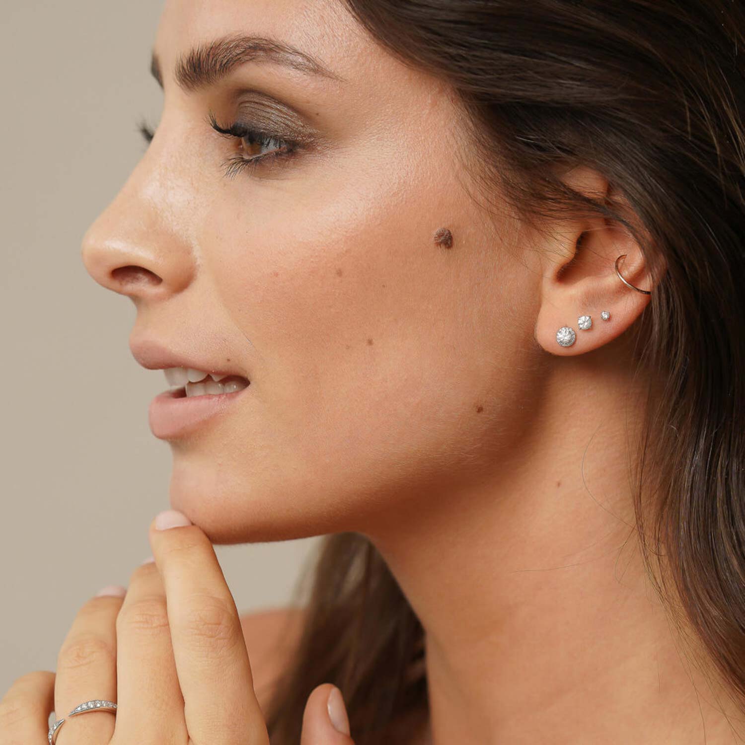 221 - Medium Halo Studs - White