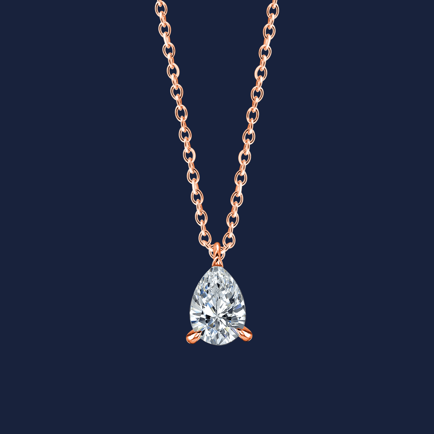 227 Pear Diamond Necklace Rose
