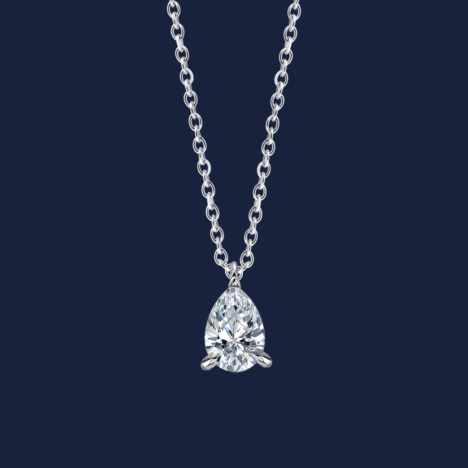 227 Pear DIamond Necklace white
