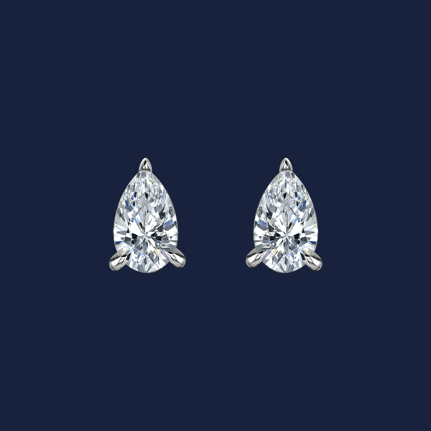228 Pear Diamond Studs - White