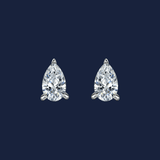 228 Pear Diamond Studs - White