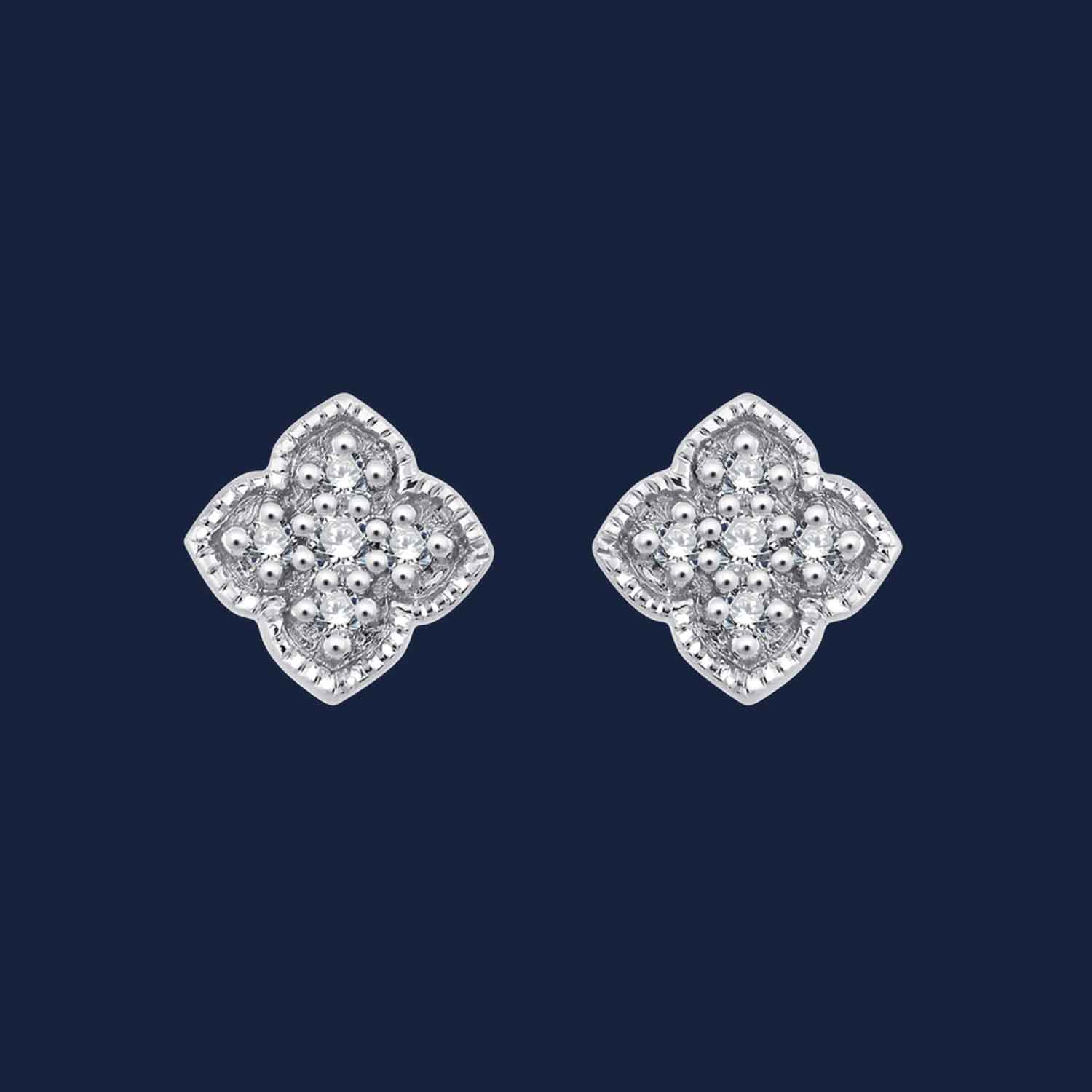 261 Antheia Milligrain Earrings white