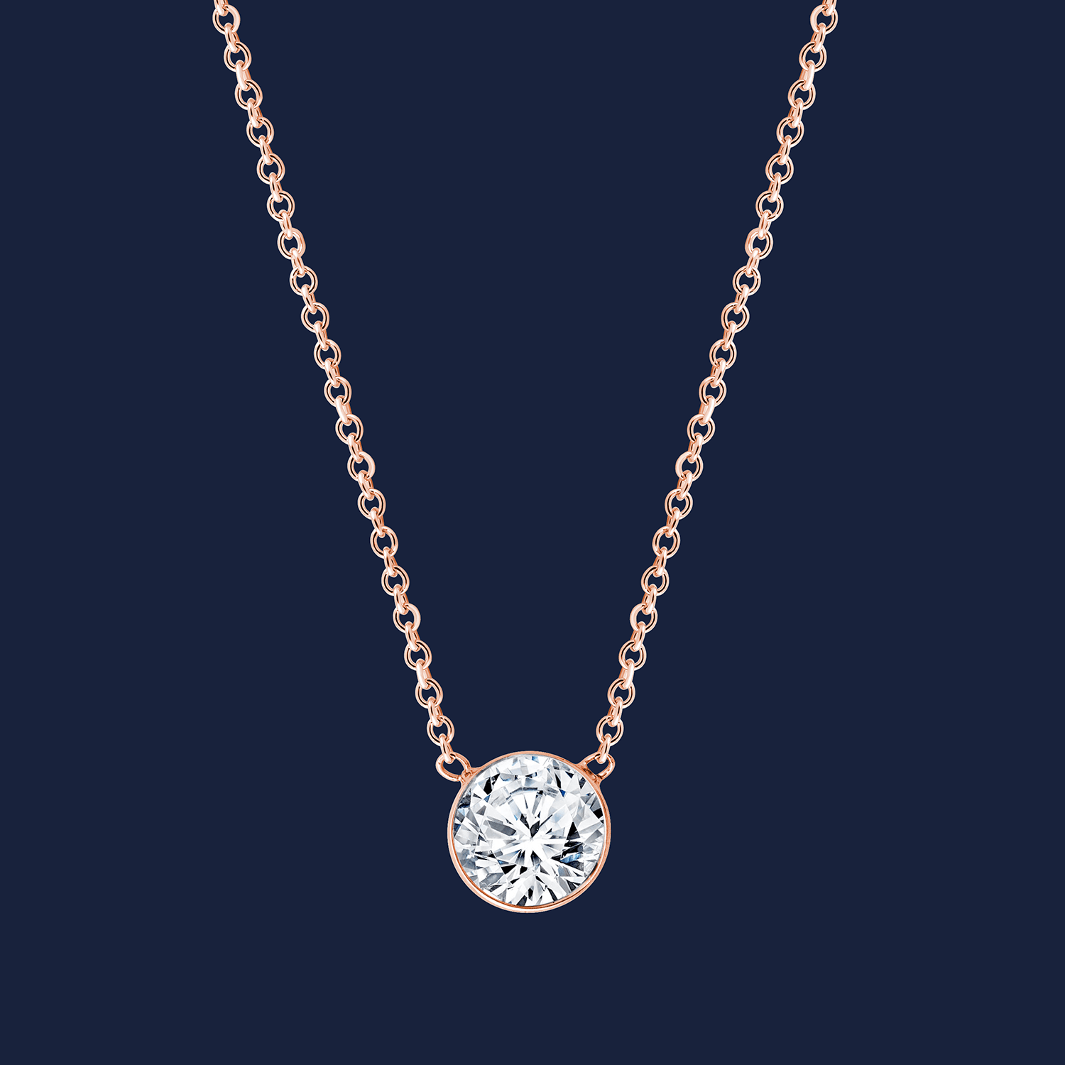267 Medium Bezel Diamond Pendant rose
