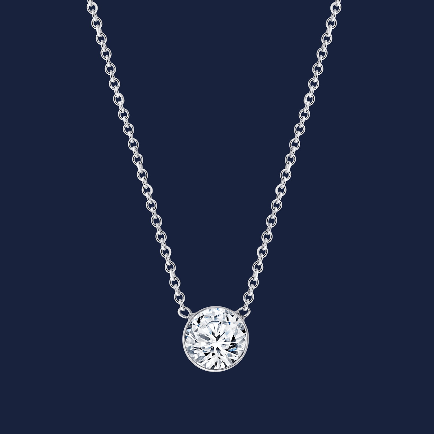 267 Medium Bezel Diamond Pendant white