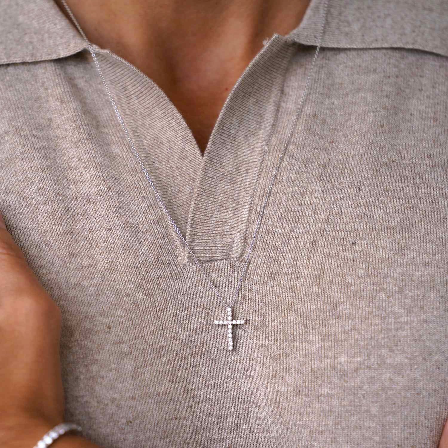 Medium Diamond Cross Necklace
