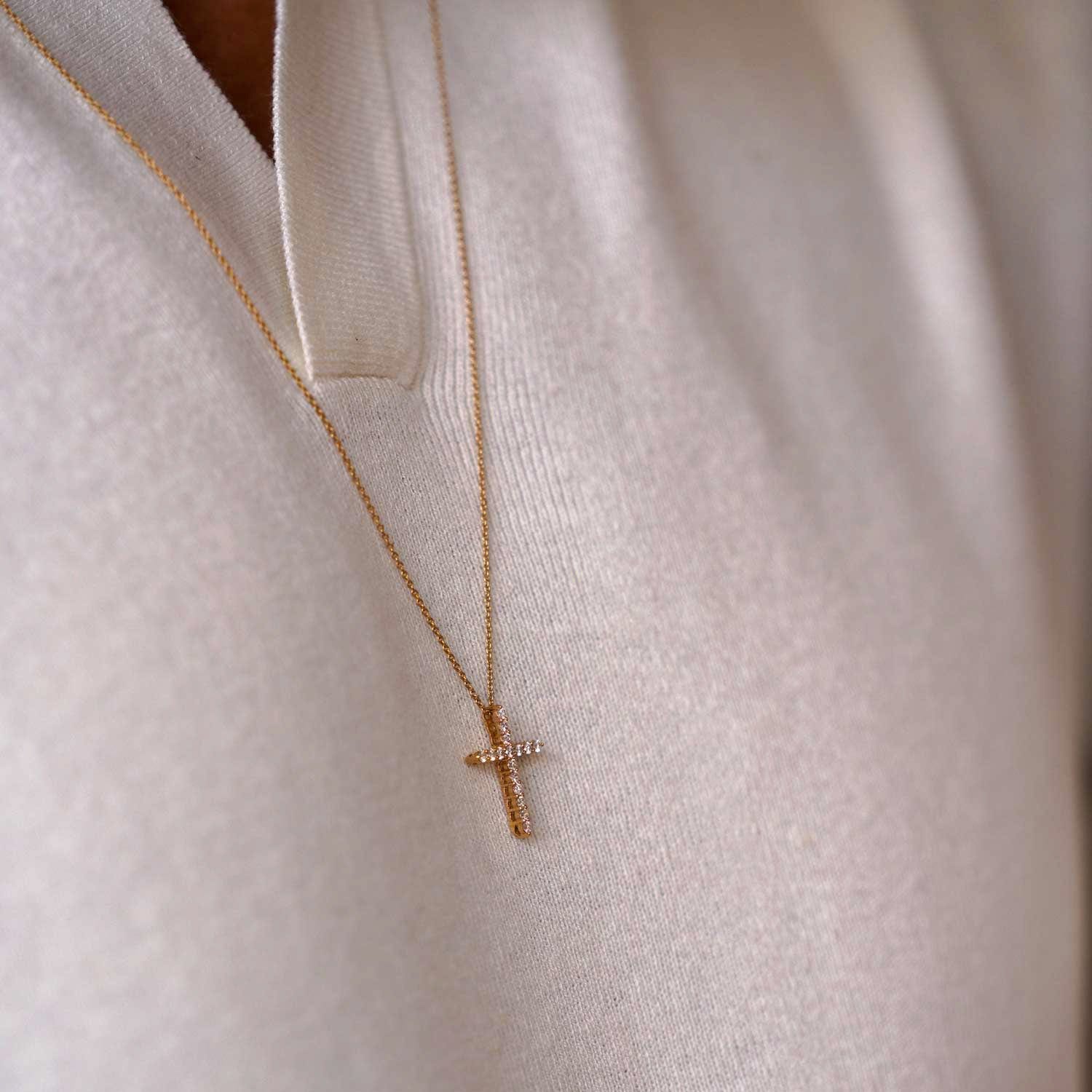 Medium Diamond Cross Necklace