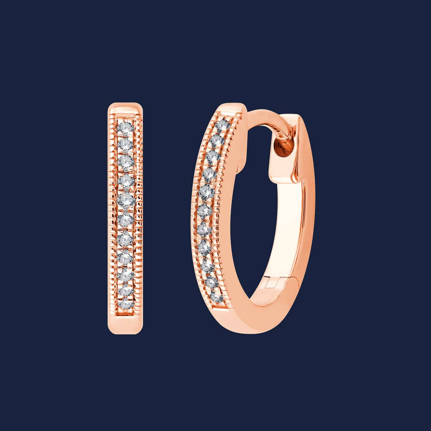 277 - Essentials Micro Milligrain Hoops - Rose