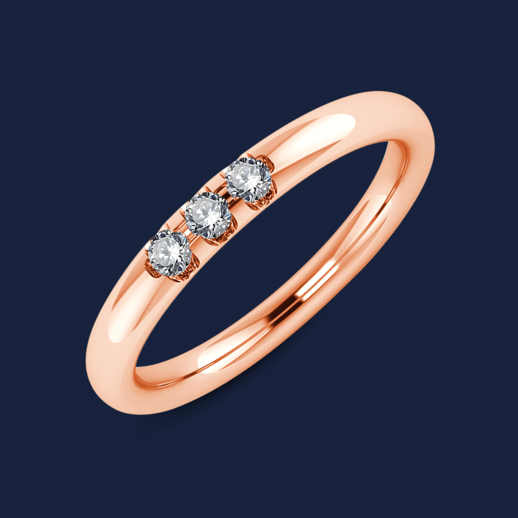 Triple Diamond Domed Band