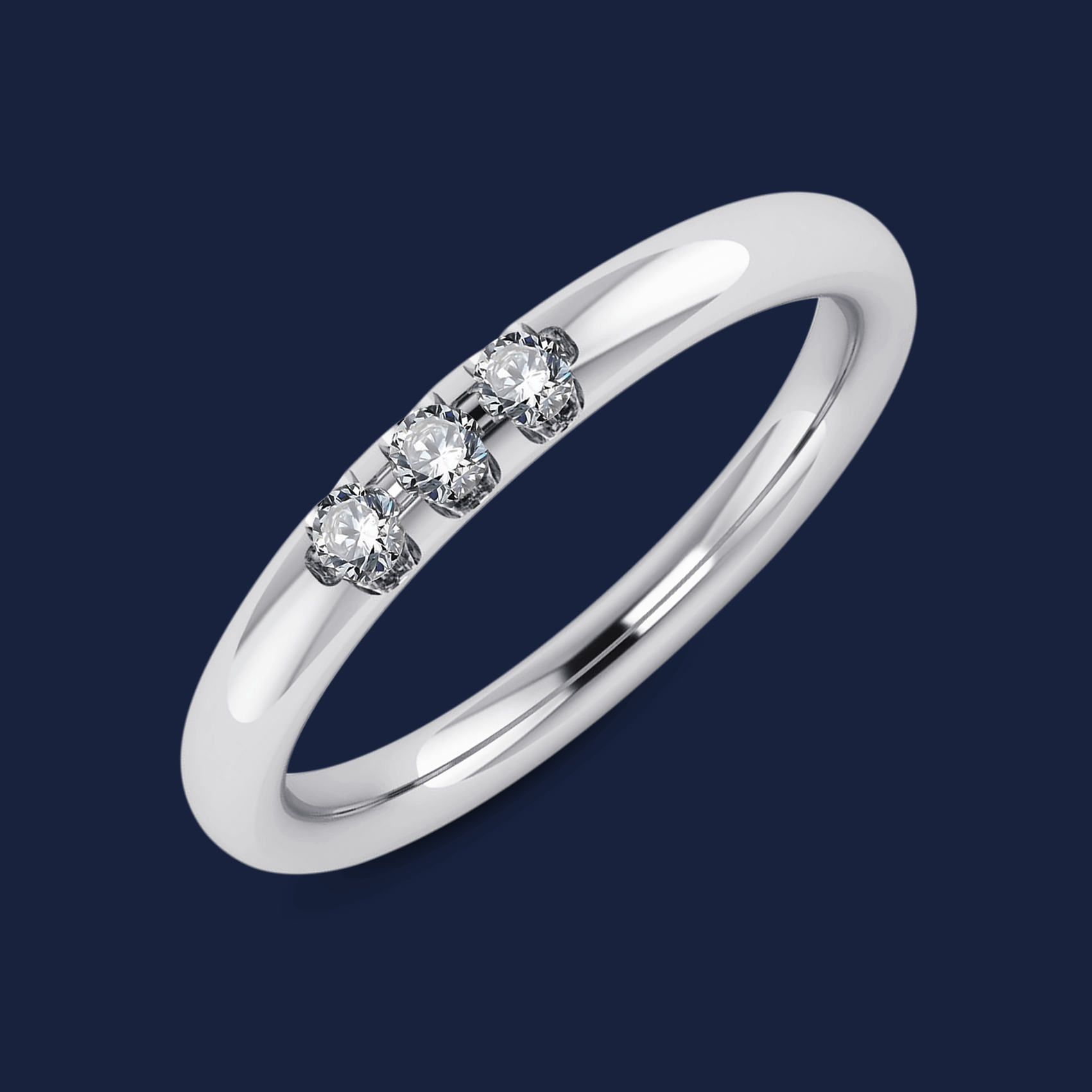 Triple Diamond Domed Band
