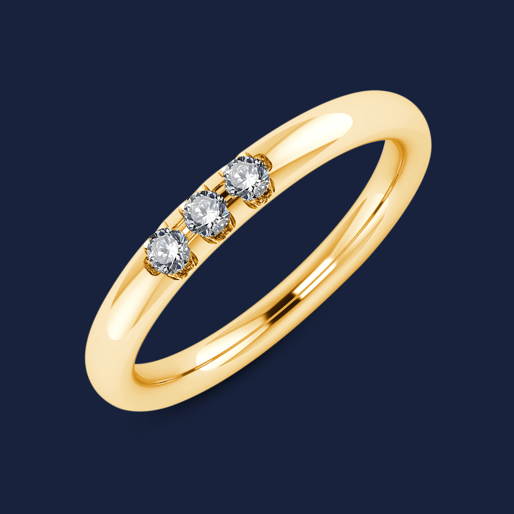 Triple Diamond Domed Band