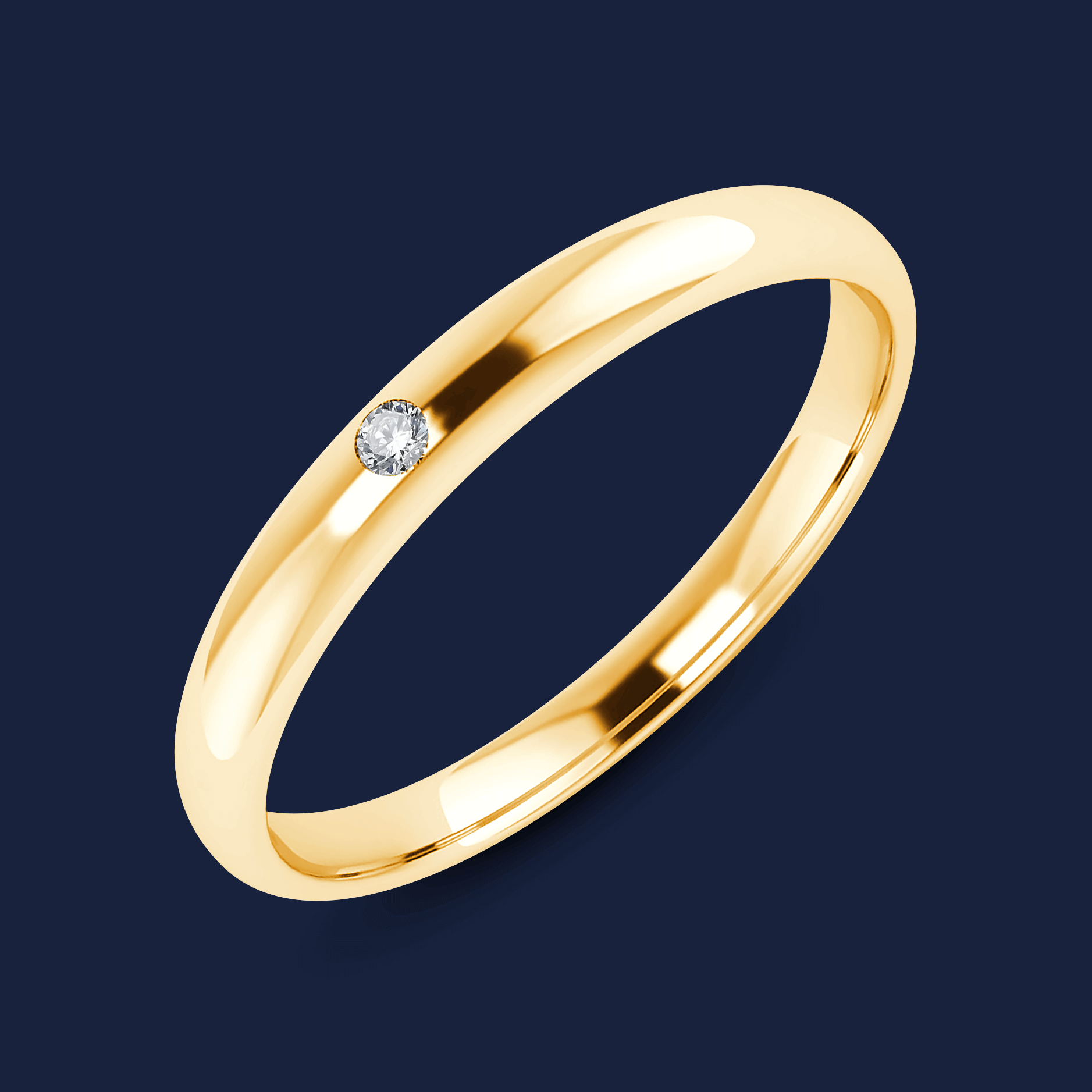 Zierlicher Ehering in Gelbgold mit natürlichem Diamanten