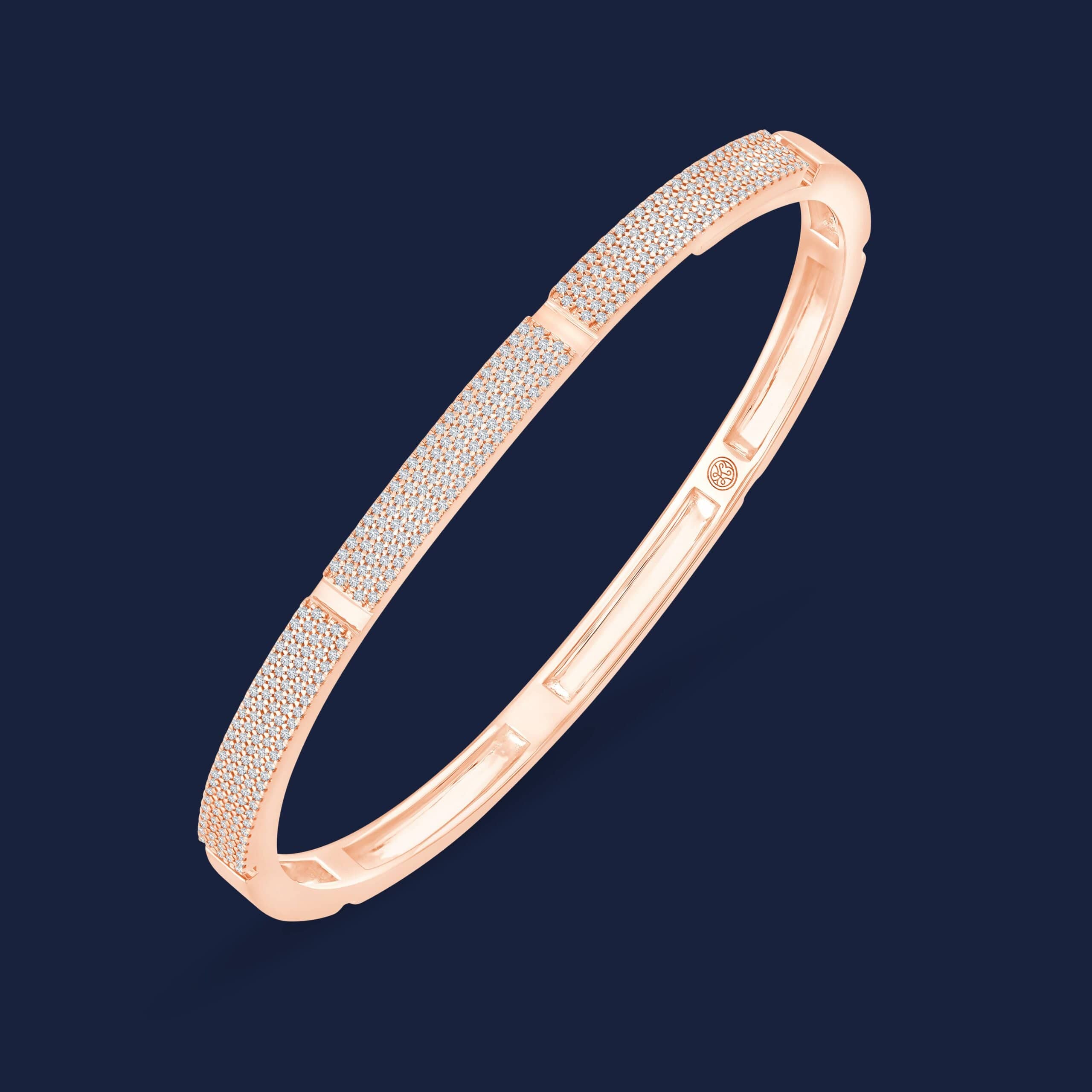 Schimmernder schmale Diamant Armreif mit 2 Rillen