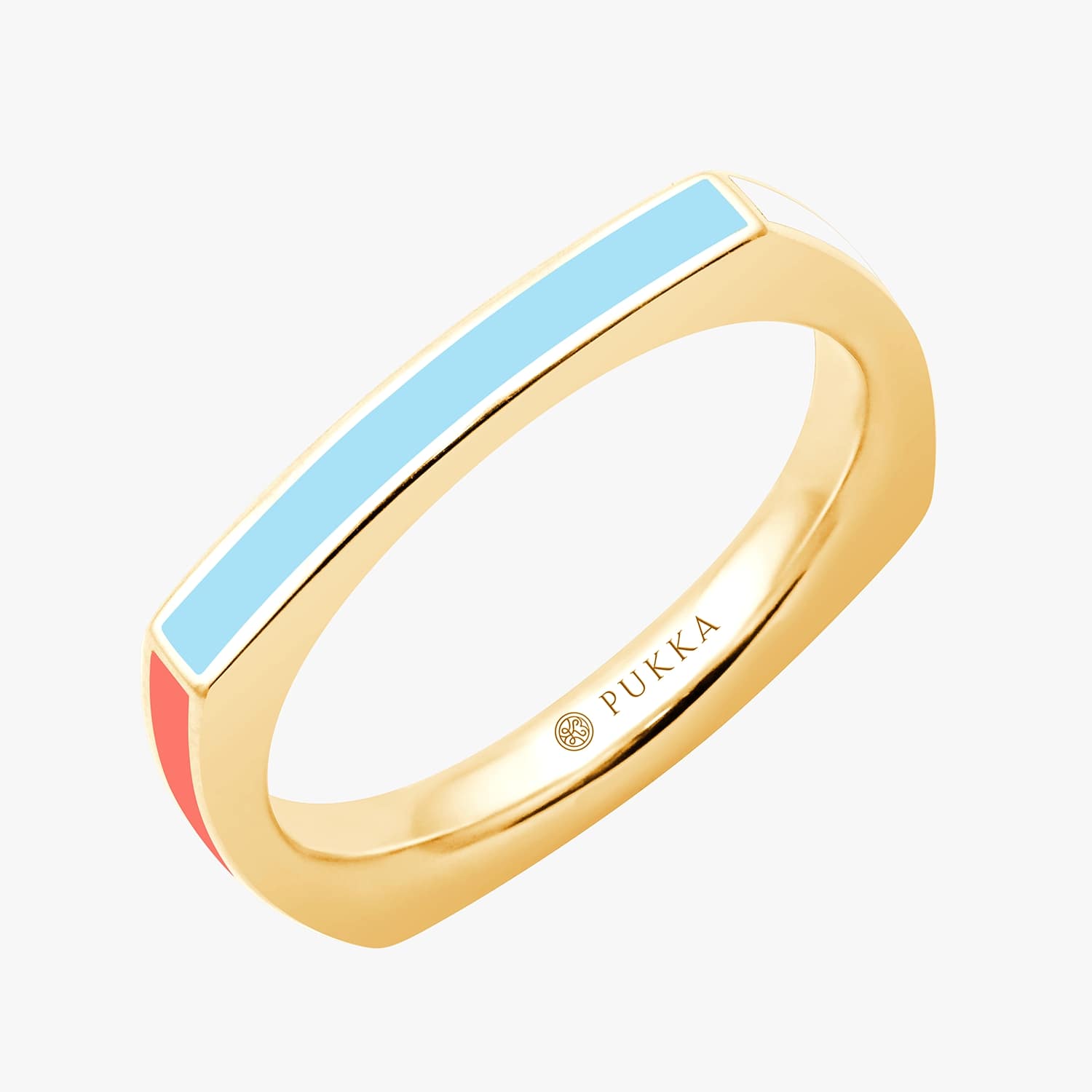 Quadratischer Gelbgold Ring ein verschiedenen Farben
