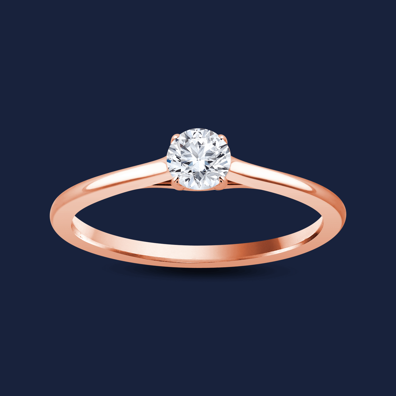 Eleganter Ring in Rose mit Lab-Diamant im Rund-Schliff