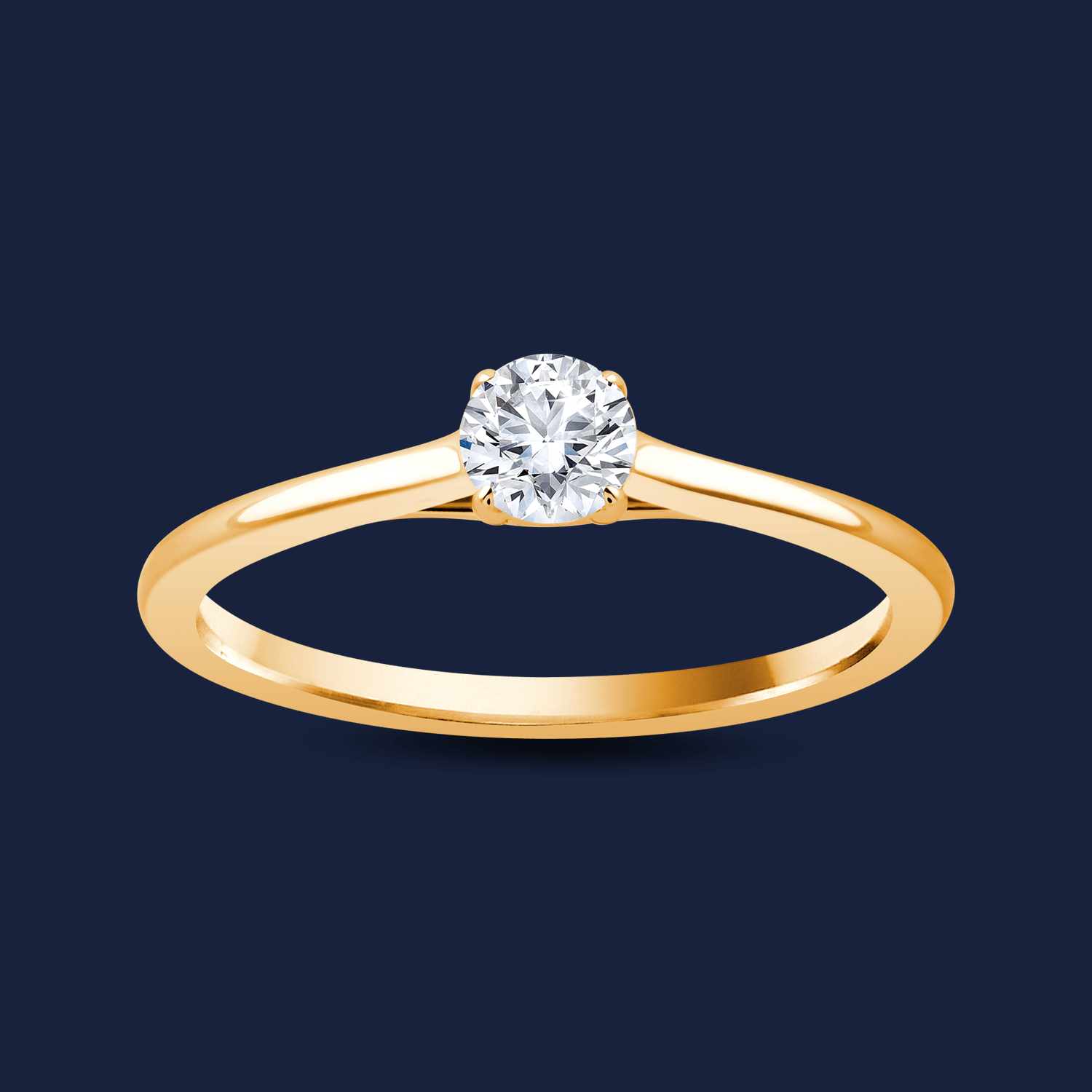 Edler Goldring mit Lab-Diamant im Rund-Schliff