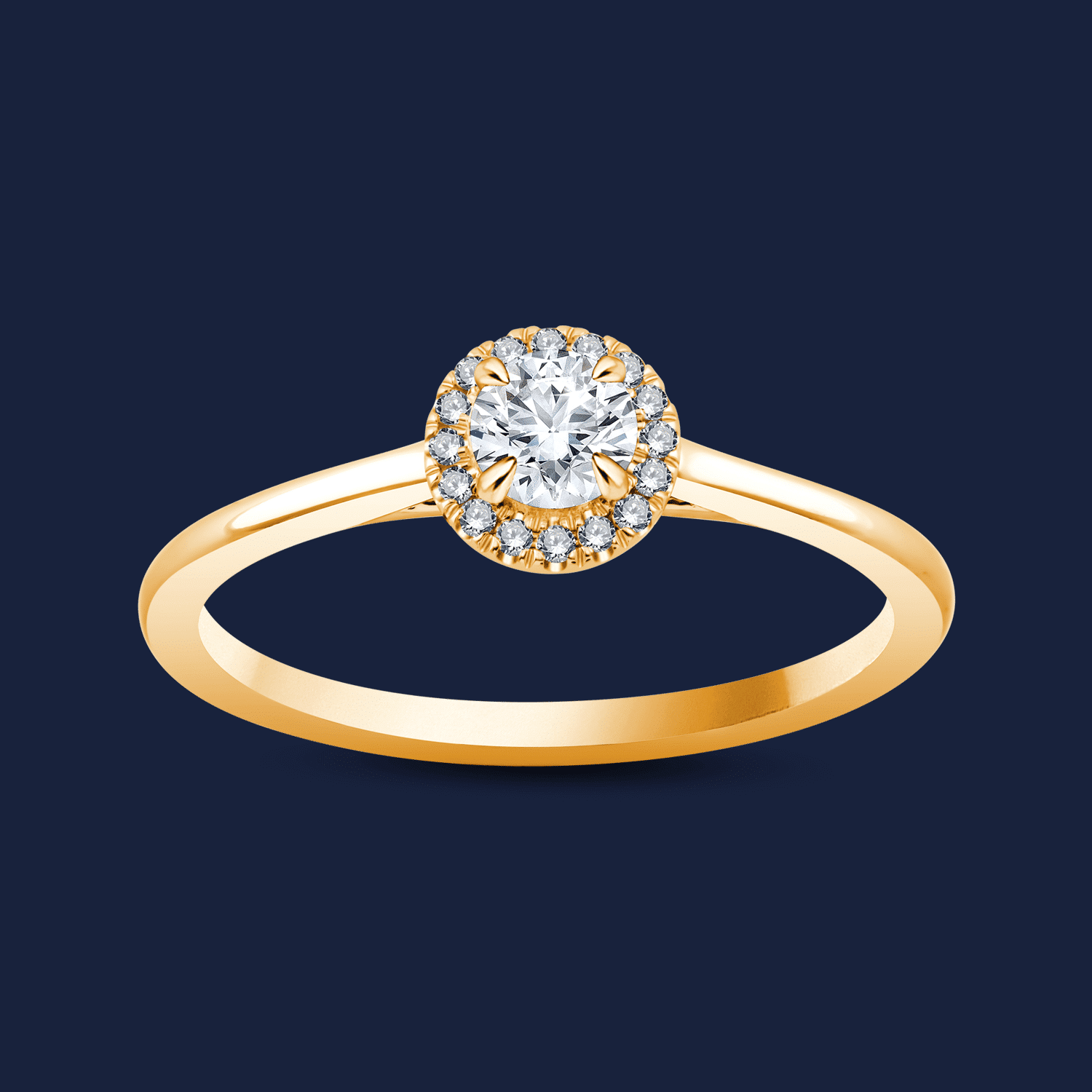 Cathedral Halo Round Ring