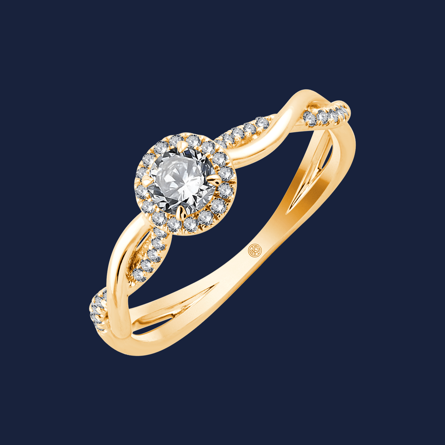 schönen Verlobungsring mit natürlichen Diamanten in Gelbgold