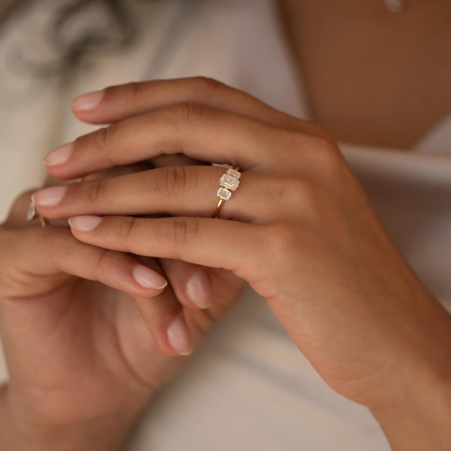 Lily Emerald Tri Ring