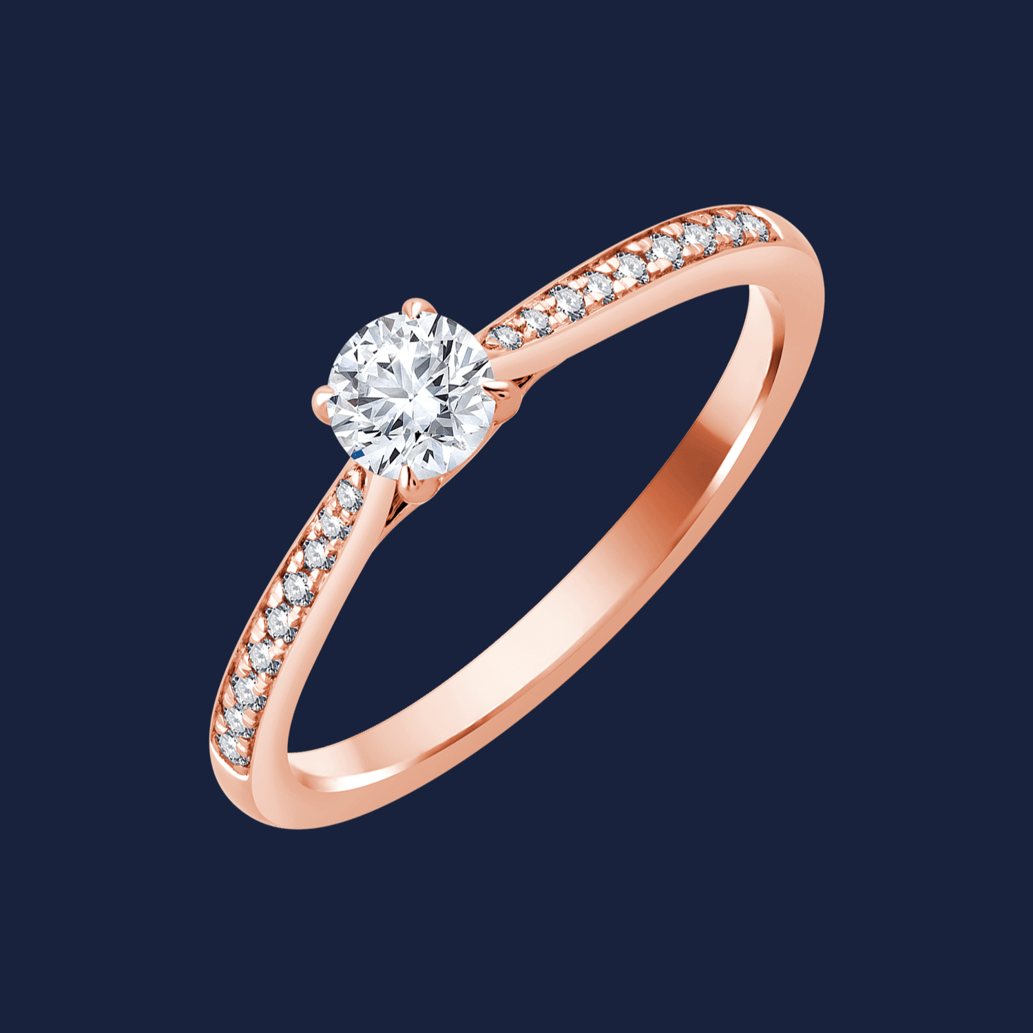 Edler Ring in Rose mit natürlichen Diamanten