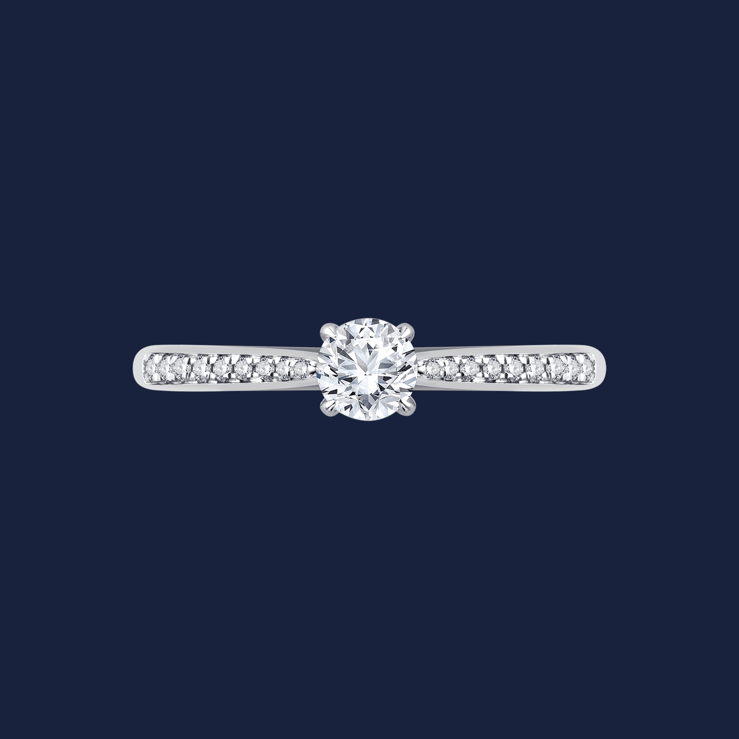Eleganter Ring in Weißgold mit natürlichen Diamanten im Rundschliff von oben