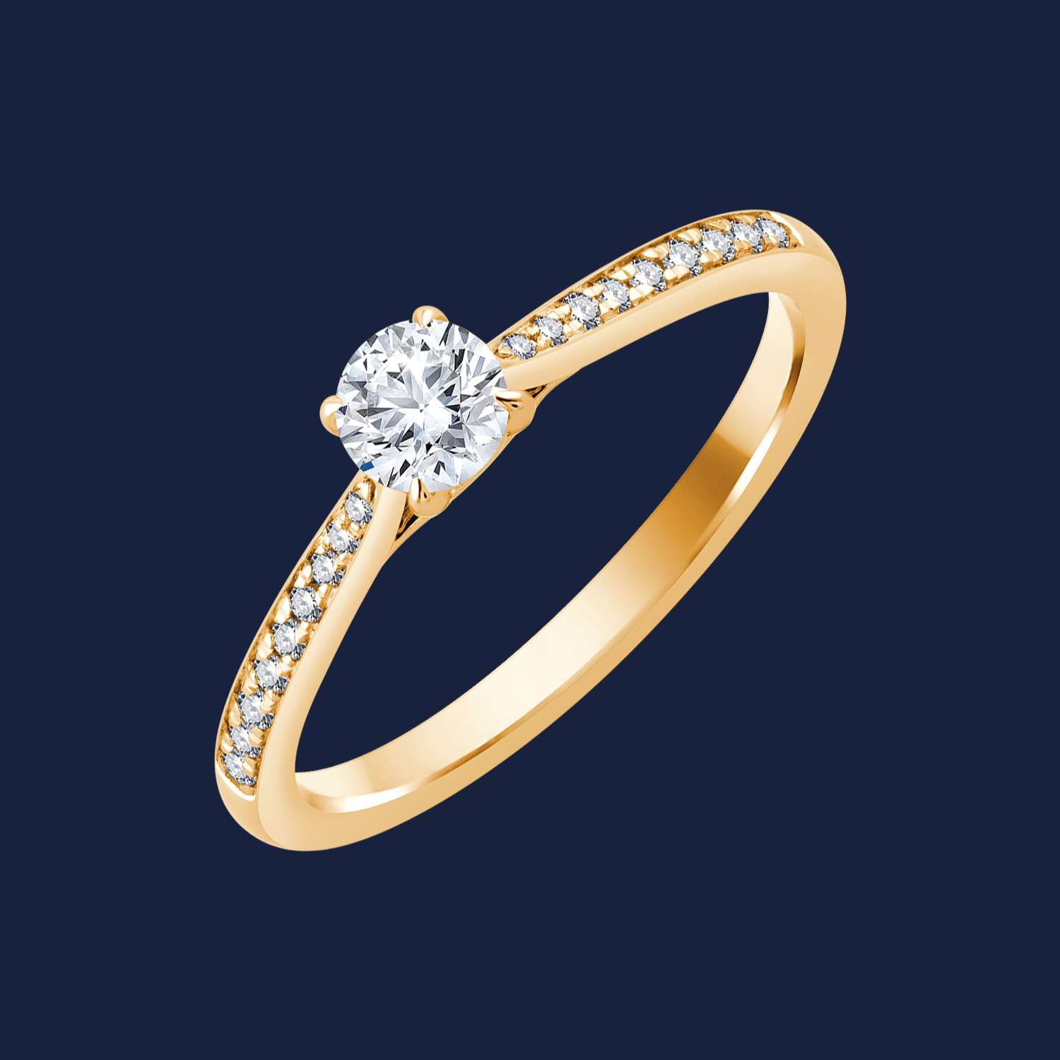 Eleganter Ring in Gelbgold mit natürlichen Diamanten