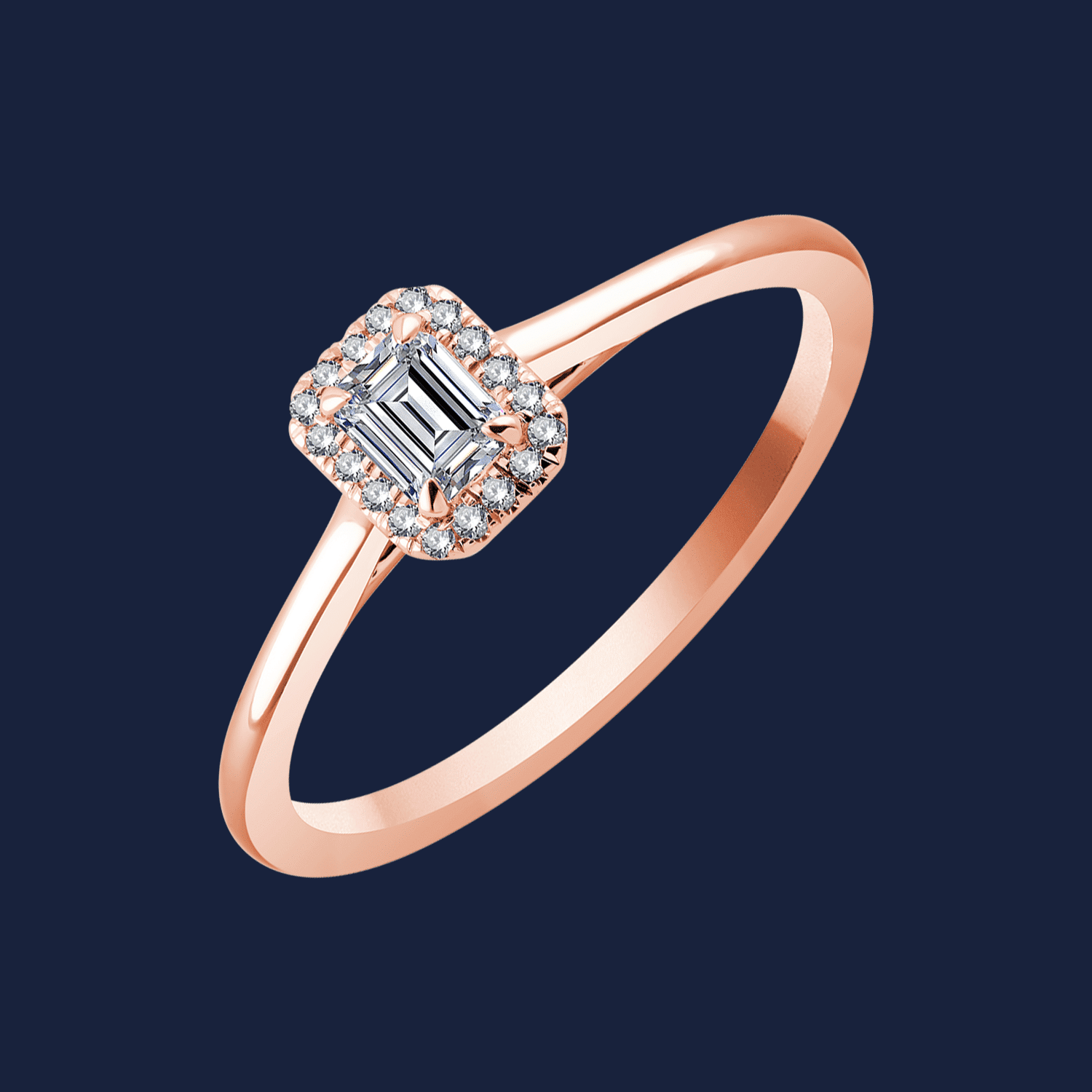 Cathedral Halo Emerald Ring