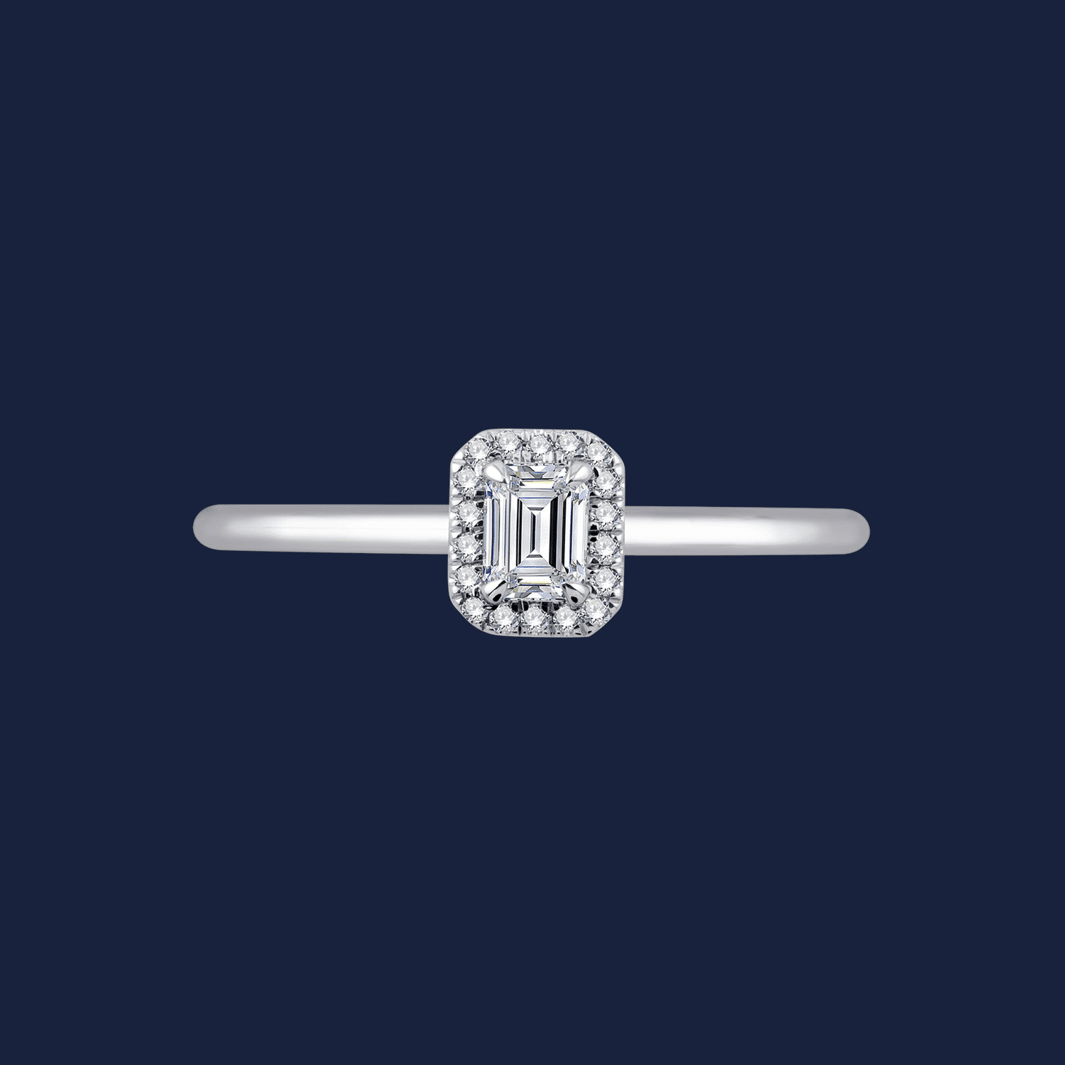 Cathedral Halo Emerald Ring