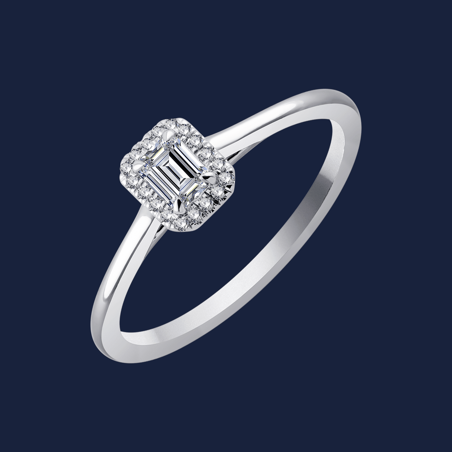 Cathedral Halo Emerald Ring