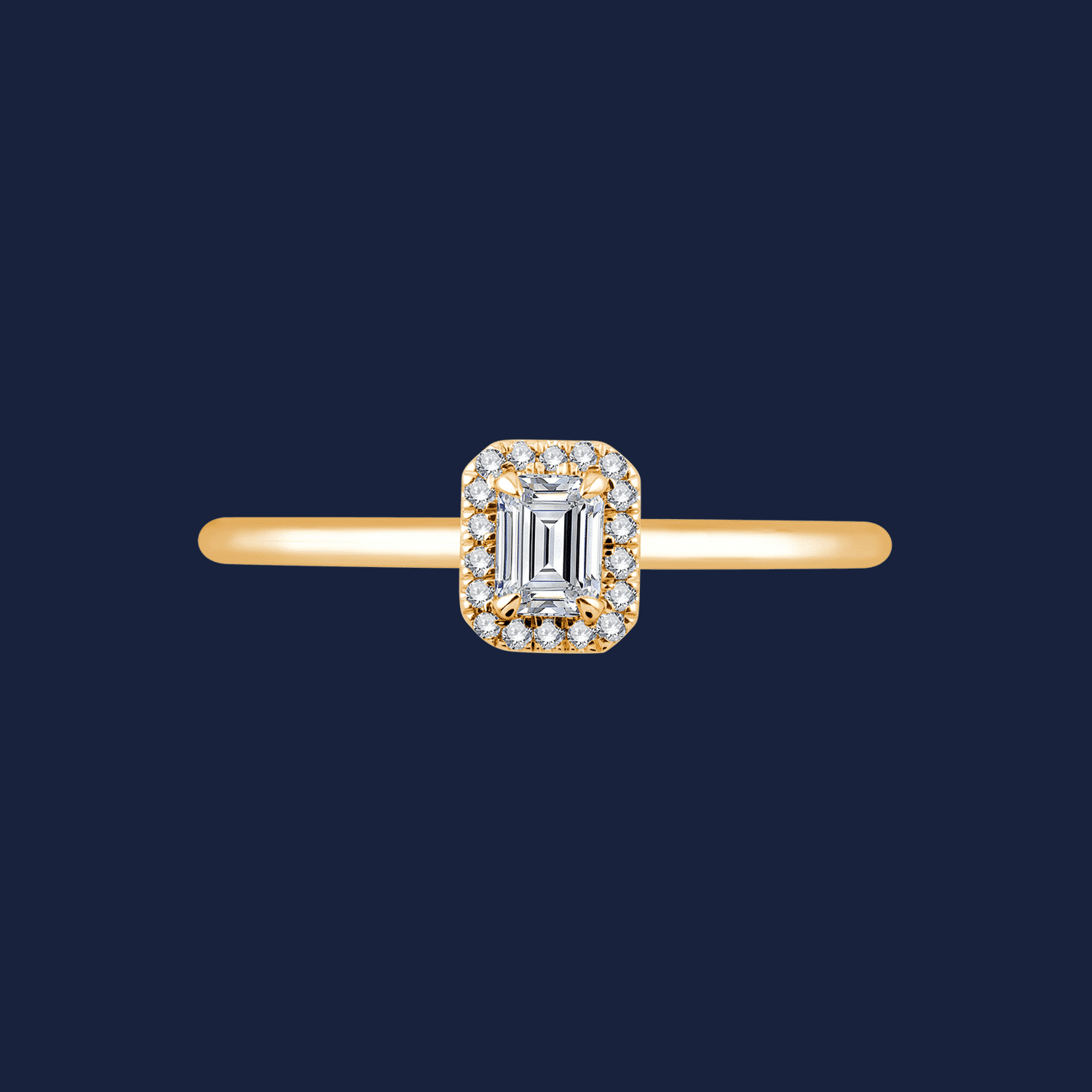 Cathedral Halo Emerald Ring