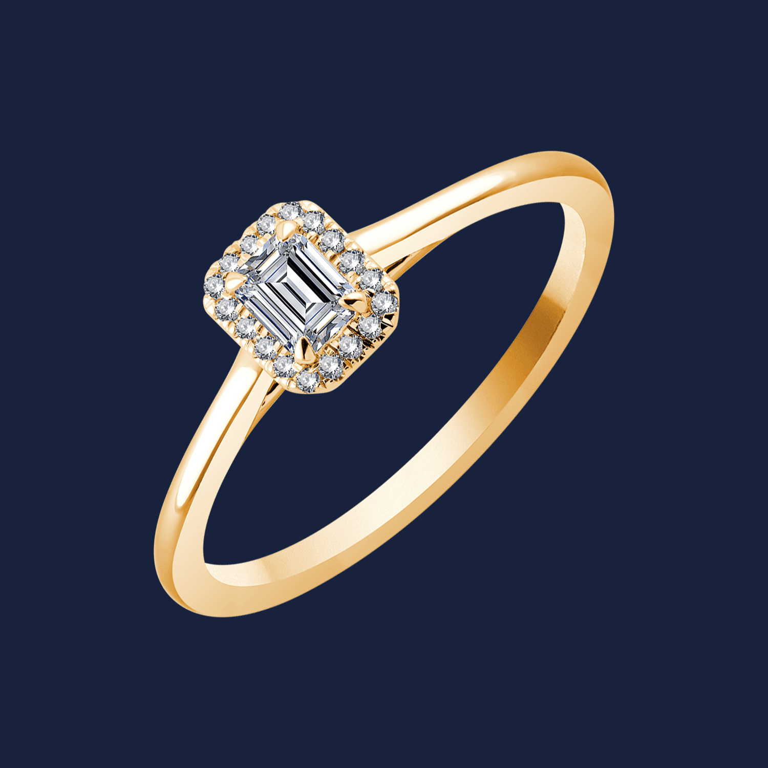 Cathedral Halo Emerald Ring