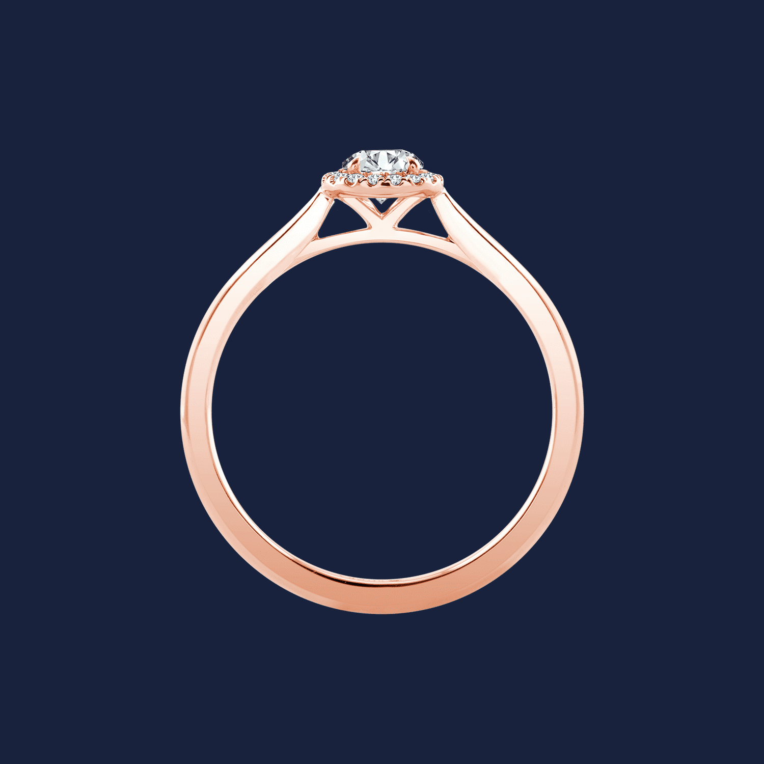 Cathedral Halo Pinched Round Ring