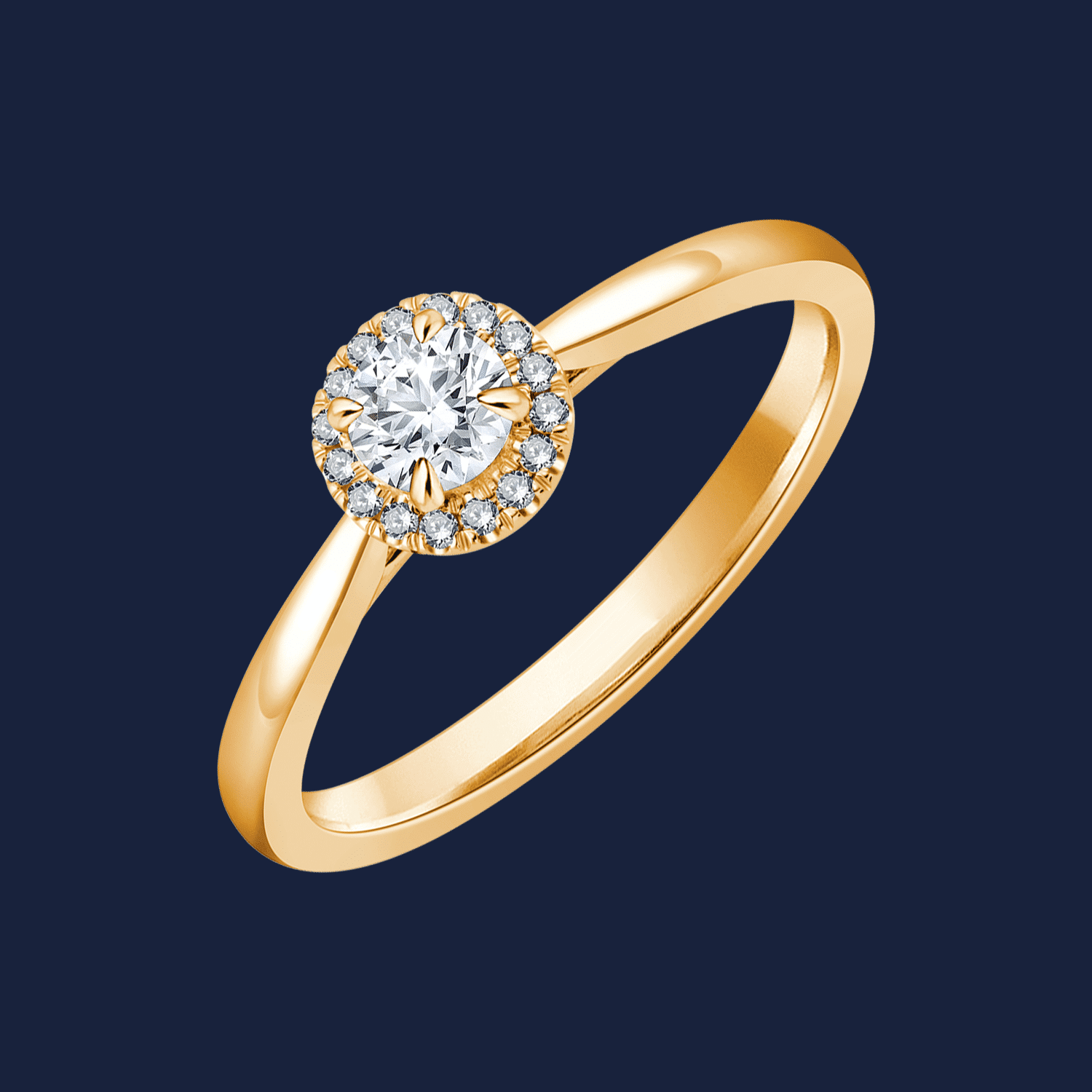Cathedral Halo Pinched Round Ring