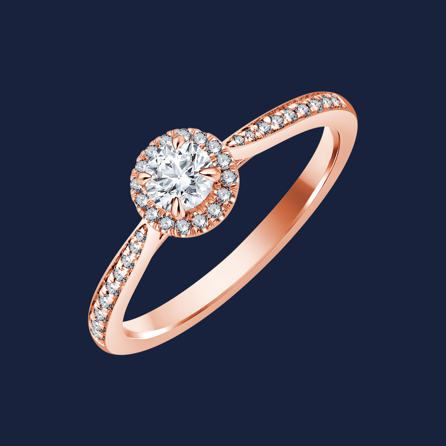 Micro Cathedral Halo Pinched Round Ring