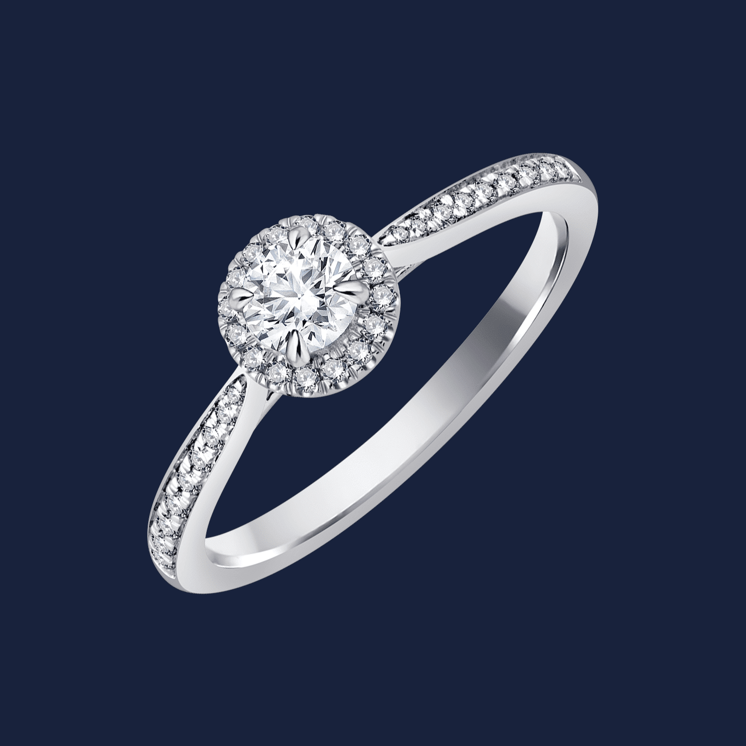 Micro Cathedral Halo Pinched Round Ring
