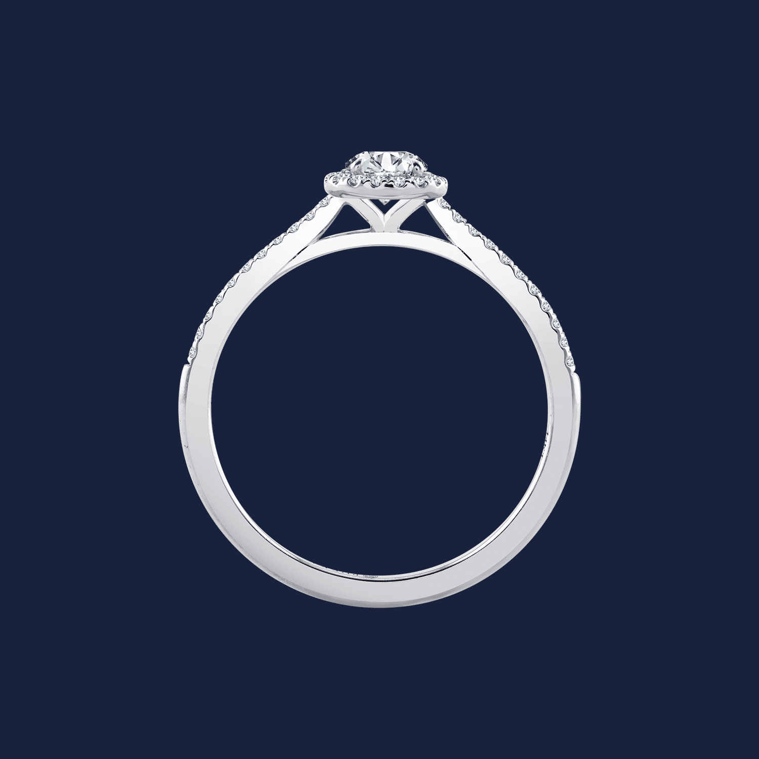 Verlobungsring mit natürlichem Diamant im Cathedral Schaft