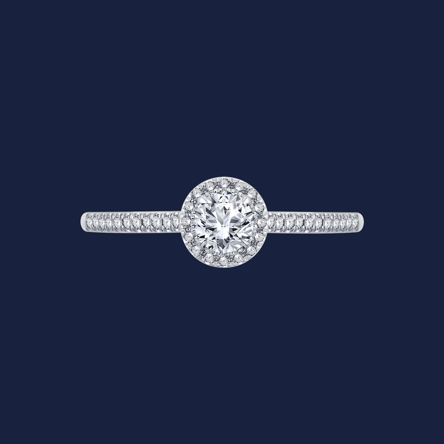Eleganter Verlobungsring in Weißgold mit natürlichem Diamant als feinen Halo