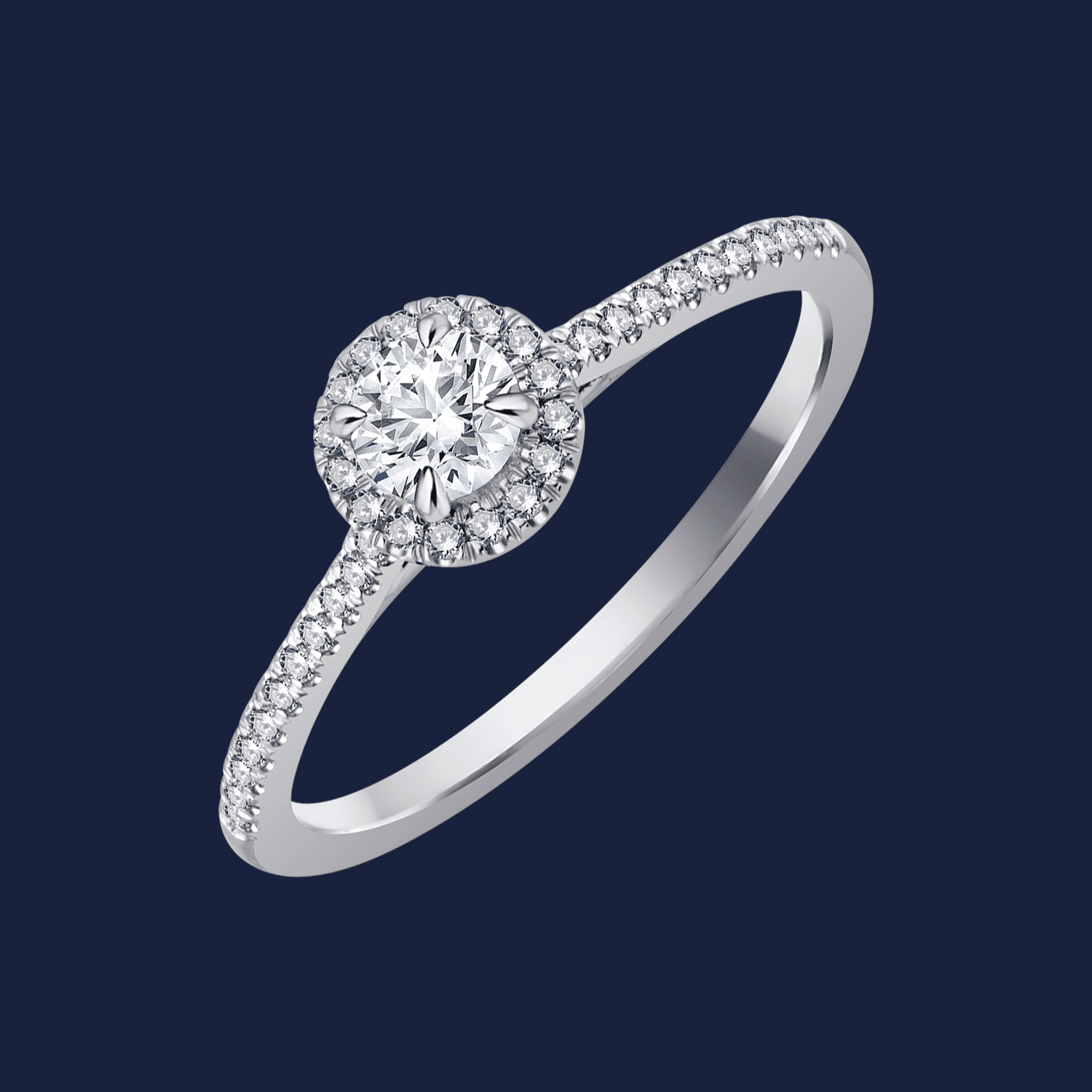 Eleganter Verlobungsring in Weißgold mit natürlichen Diamanten