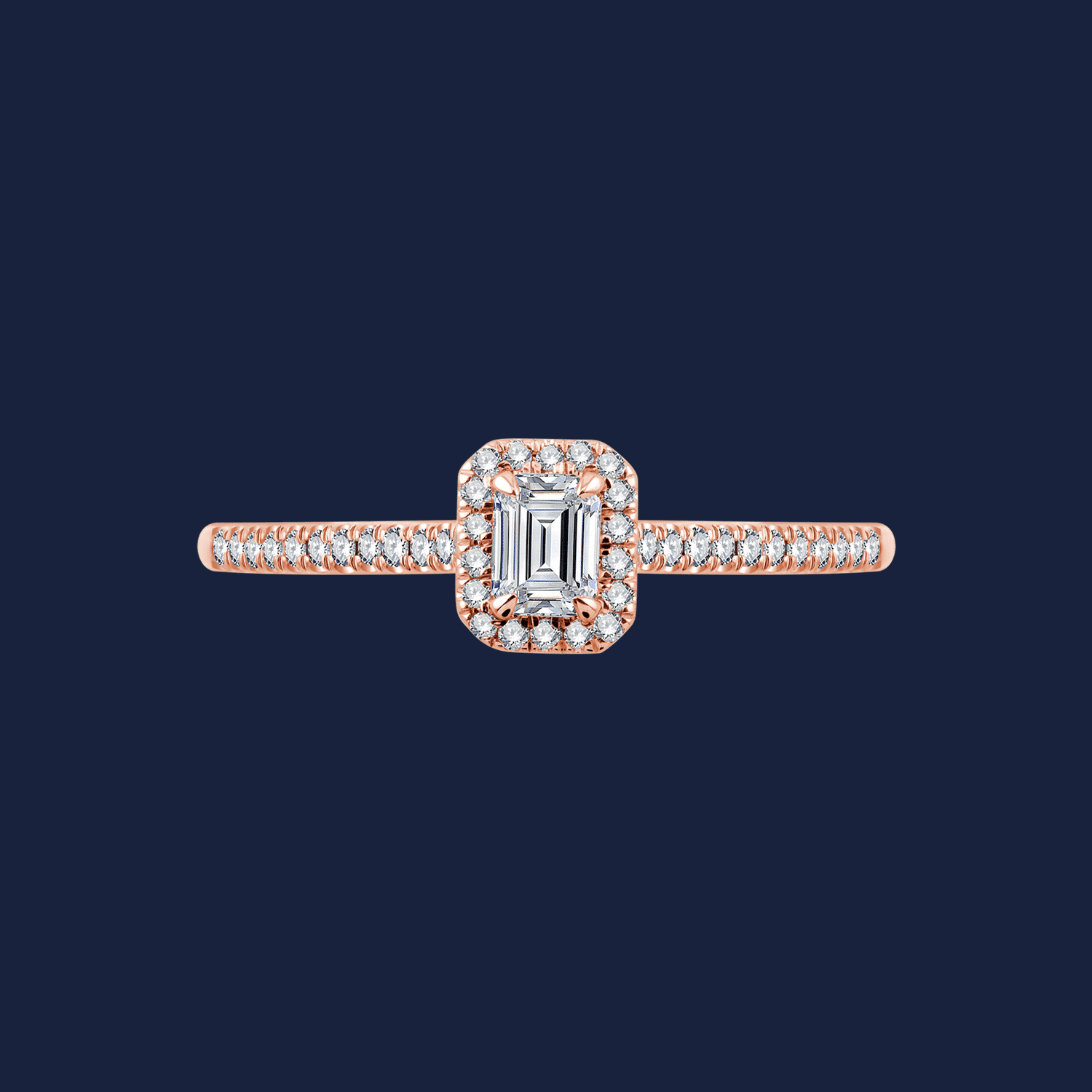 Micro Cathedral Halo Emerald Ring