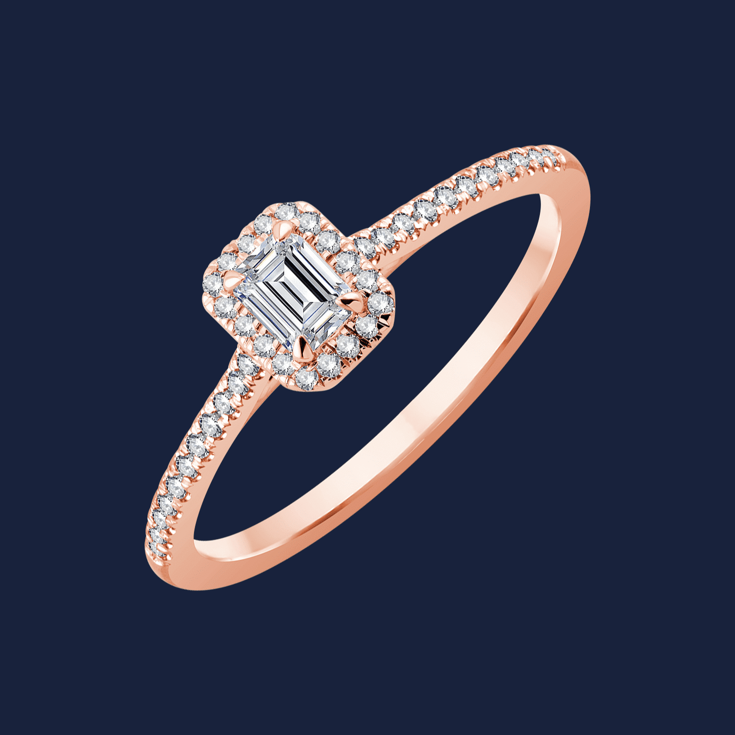 Micro Cathedral Halo Emerald Ring