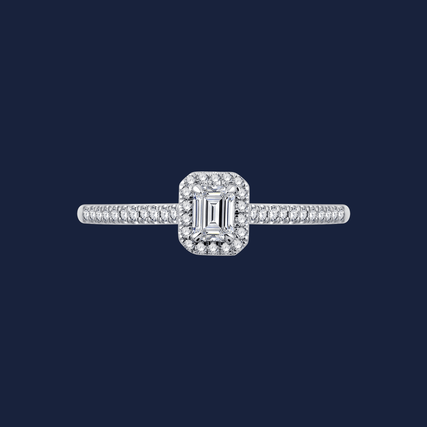 Micro Cathedral Halo Emerald Ring